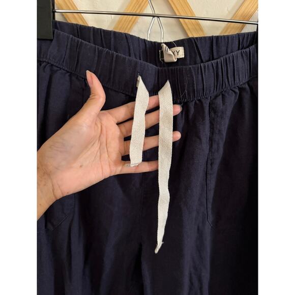 Roxy Pants Women's XL On The Seashore Cargo Navy Linen Blend Relaxed Fit - Picture 6 of 9